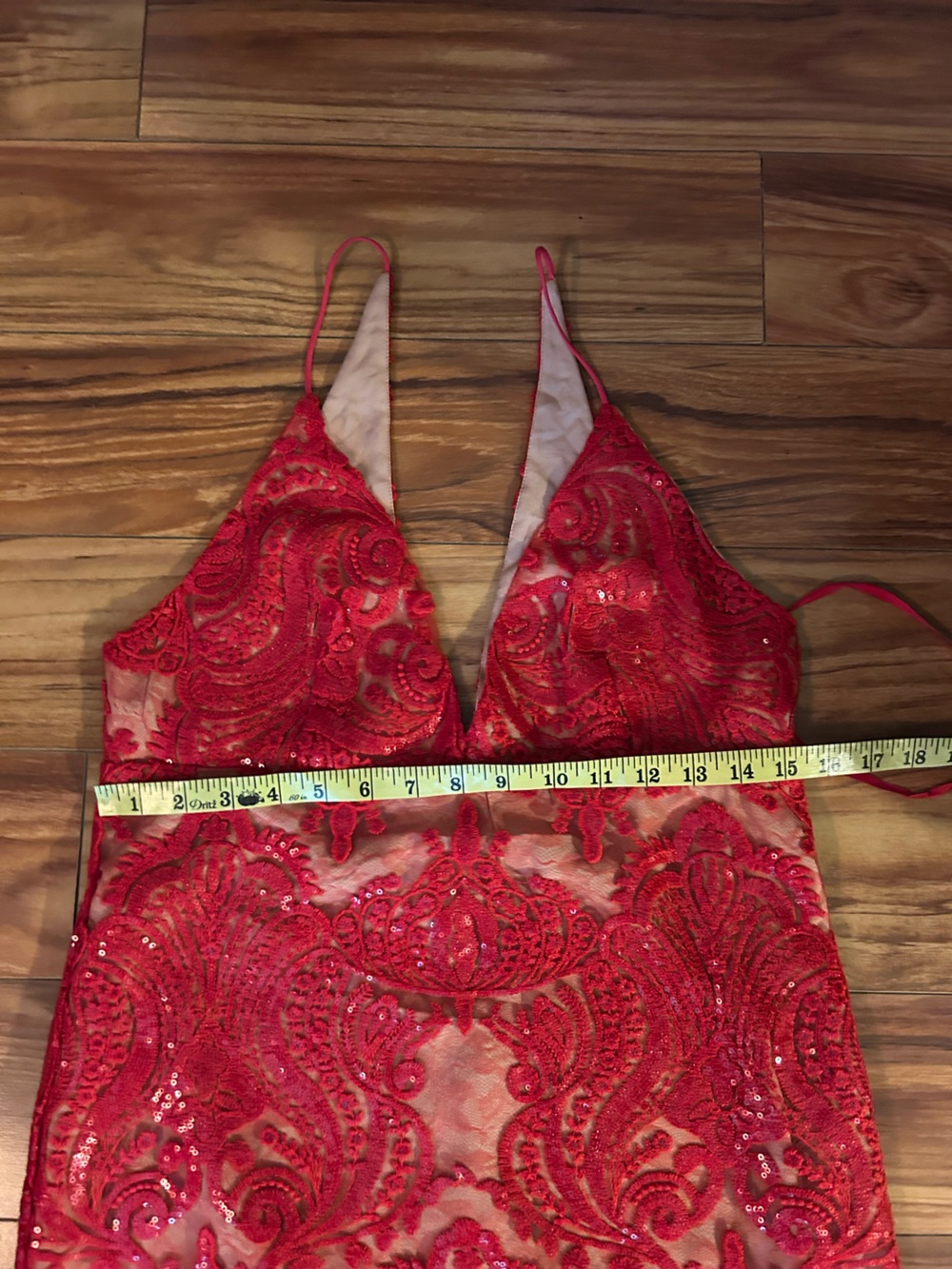 Free People shimmers lace slip dress size 8. Red/tan. New with tags. Party! - Picture 10 of 15
